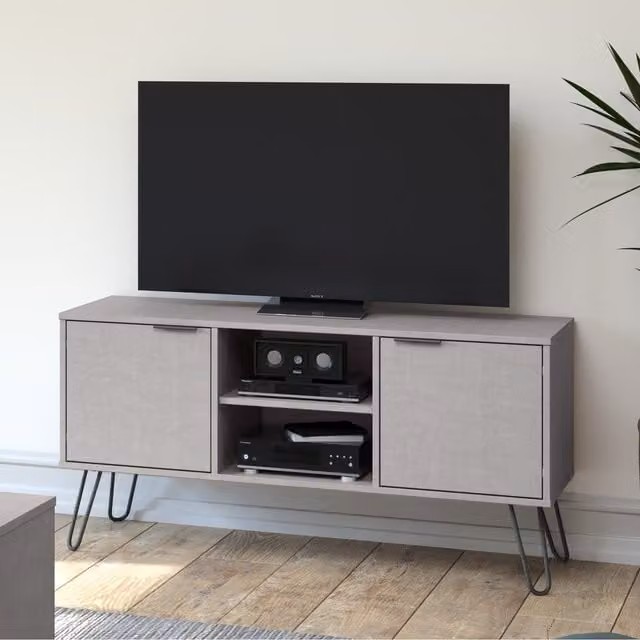Core Products Ltd Augusta Grey 2 Door Industrial Style Flat Screen TV Unit