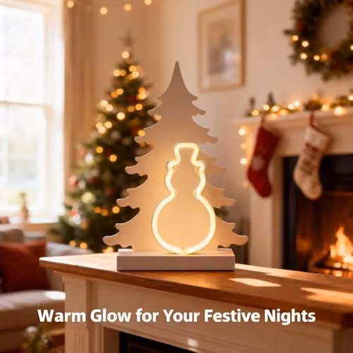 Shatchi White Wooden Nativity Scene LED Silhouette Christmas Ornament, W/H: 40 x 29 cm – 3