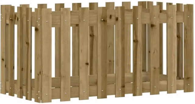 Berkfield Home Garden Raised Bed with Fence Design in Brown Impregnated Pine Wood, W/D/H: 100 x 50 x 50 cm