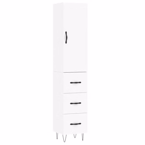 vidaXL Modern White Highboard with Internal Shelves and Drawers, W/D/H: 34.5 x 34.0 x 180.0 cm