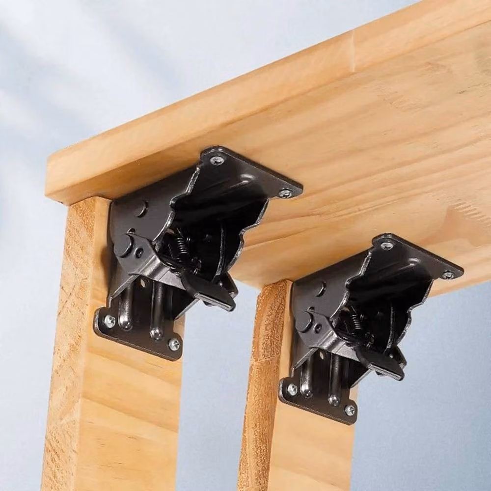 VOGREX 4 Pack 180 Degree Self Locking Folding Table and Chair Leg Hinges in Black Steel – 4