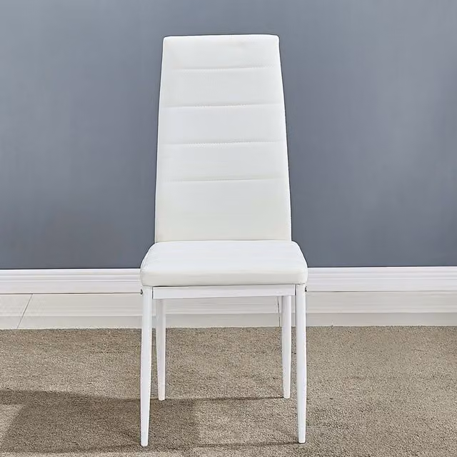 KOSY KOALA Set of 6 Modern White Synthetic Leather Dining Chairs with Black Metal Frame – 3