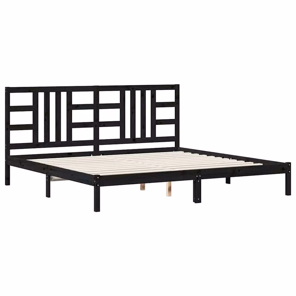 Berkfield Home Beautiful Bed Frame in Black Solid Pine Wood, W/D/H: 200 x 200 x 31 cm – 3
