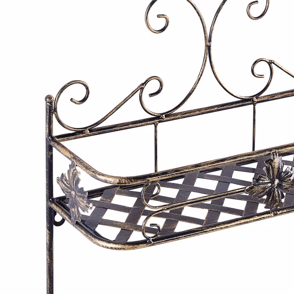 Wyld and Coco Two Tier Vintage Distressed Black Metal Bathroom Wall Shelf – 3