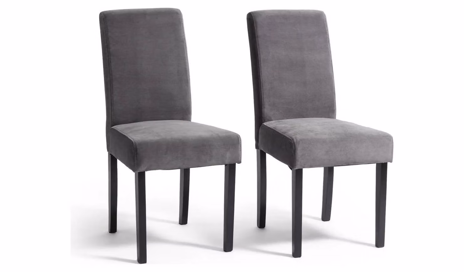 Pair of Black Velvet Midback Dining Chairs with Beech Wood Legs