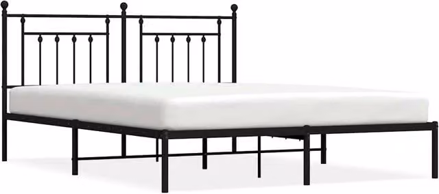 Berkfield Home Metal Bed Frame with Headboard in Black 183 x 213 cm – 1