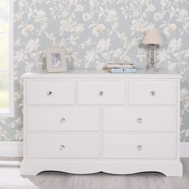 Statement Furniture Romance 3 Over 4 Chest of Drawers with Crystal Handles in Light Grey