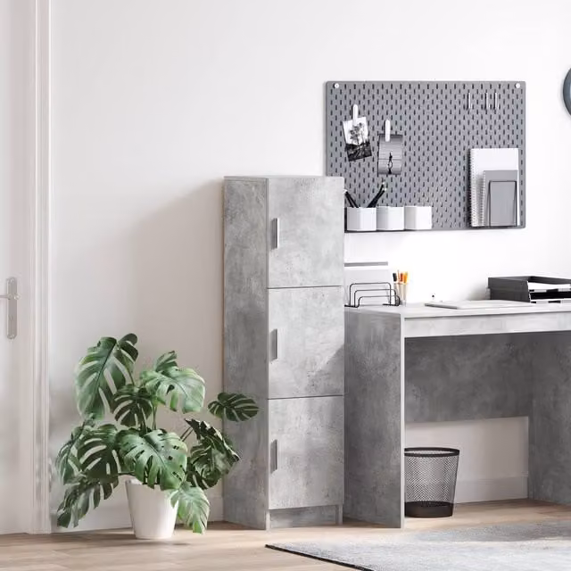 Berkfield Home Large Modern Grey Sideboard in Matt Concrete Grey MDF
