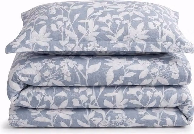 Sweet Dreams Ashbury Blue Floral Jacquard Duvet Cover and Pillowcase Set, W: 180 cm, L: 200 cm – 1
