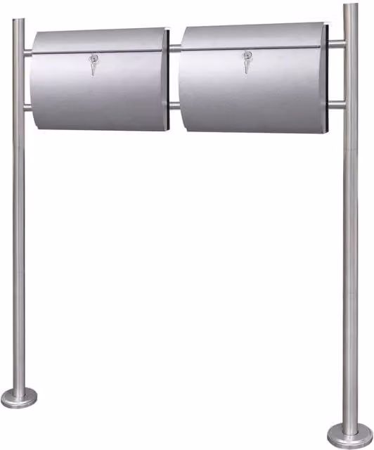 Berkfield Home Double Mailbox on Stand in Silver Stainless Steel