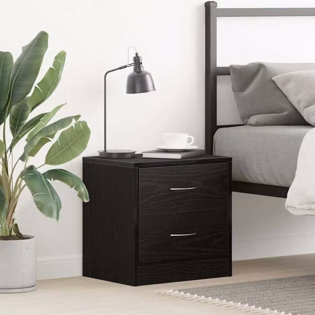 Berkfield Home Black Oak Bedside Cabinet W/D/H: 40 x 30 x 40 cm