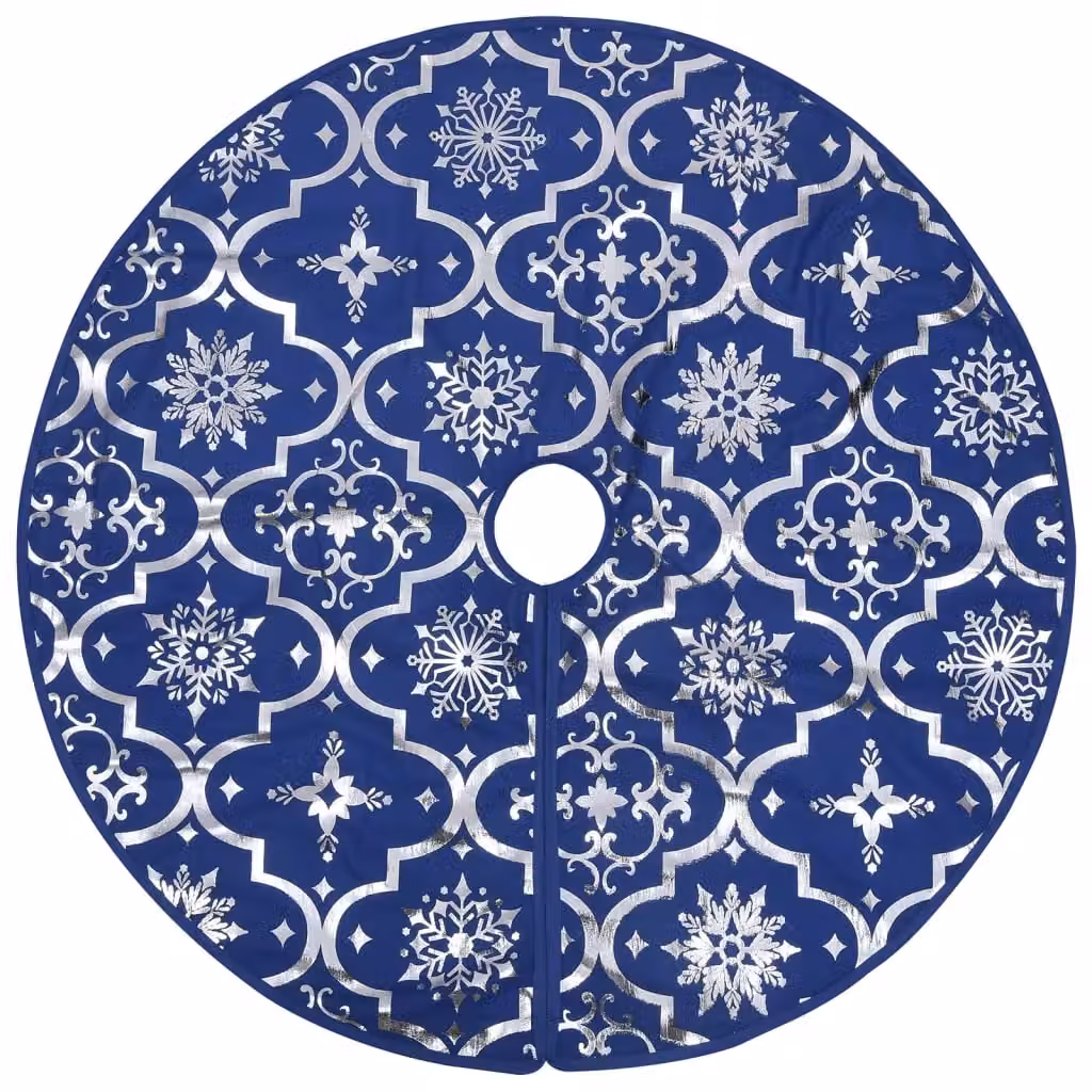 Berkfield Home Luxury Christmas Tree Skirt with Sock in Blue, Diameter: 122 cm – 3