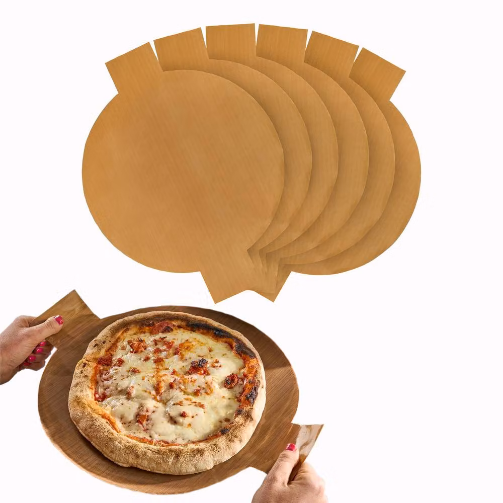 Cooks Professional Set of 12 Non-Stick Round Silicone Pizza Trays with Handles in Light Brown – 5
