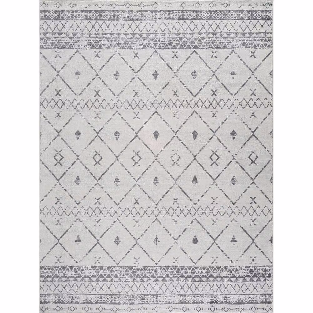 Livabliss Roma Modern Abstract Rug in White and Grey, W: 80 cm, L: 150 cm – 2