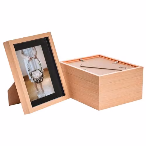 Nicola Spring 5 Piece Rectangular 3D Shadow Box Photo Frame Set in Black, Grey and Brown with Glass Aperture – 1