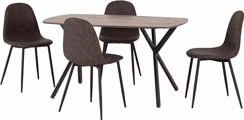 Seconique Athens Rectangular Dining Set with Table and 4 Chairs in Brown and Black – 1