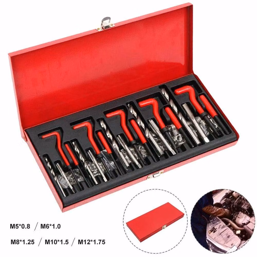 FLAVORA 131-Piece Metric Helicoil Thread Repair Kit in Red – 3
