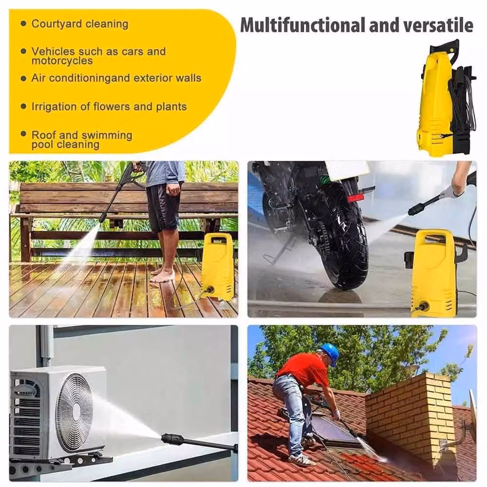 KORVIXA 1400W Electric High Pressure Washer in Yellow – 4