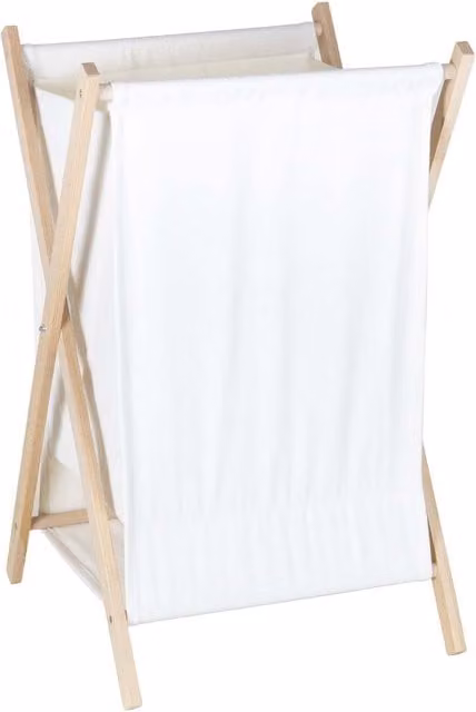 Eden & Willow 33L Foldable Laundry Basket with Wooden Frame and Handles in Beige