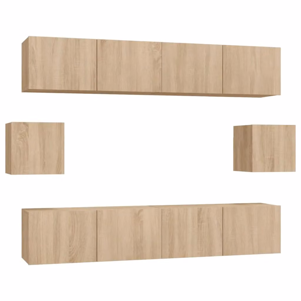 Berkfield Home 6 Piece Classic TV Cabinet Set in Sonoma Oak Brown Matt MDF – 2