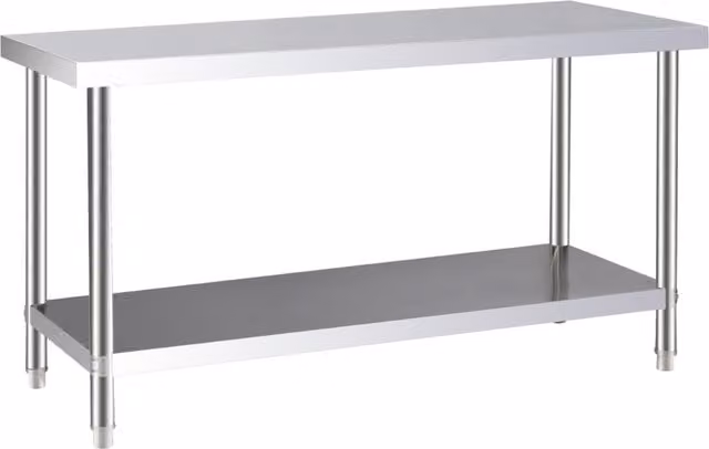 Darphe Commercial Stainless Steel Industrial Kitchen Work Table, Silver, Width: 150 cm