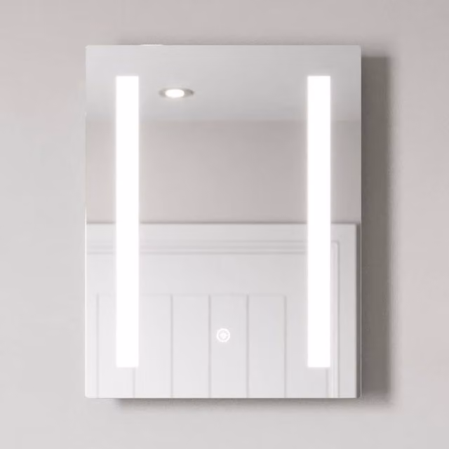 Bathwell Rectangular LED Bathroom Mirror with Touch Sensor in Silver
