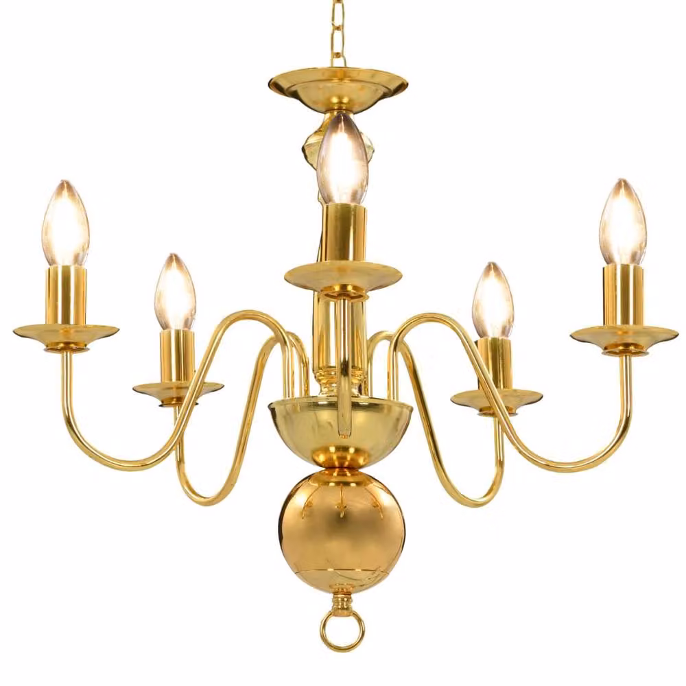 Berkfield Home Elegant Gold Chandelier with 5 x E14 Bulbs – 2