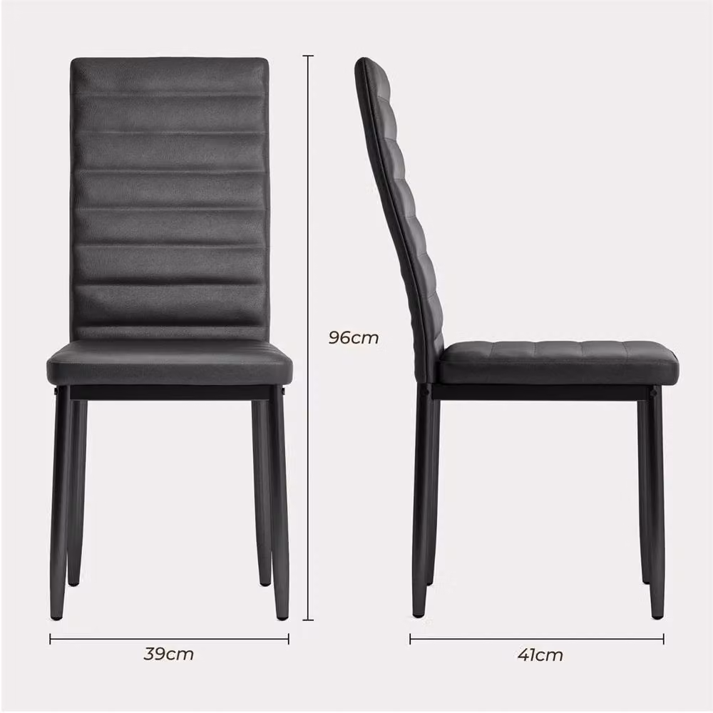 Nordara Set of 4 Modern Black Synthetic Leather and Metal Dining Chairs – 2