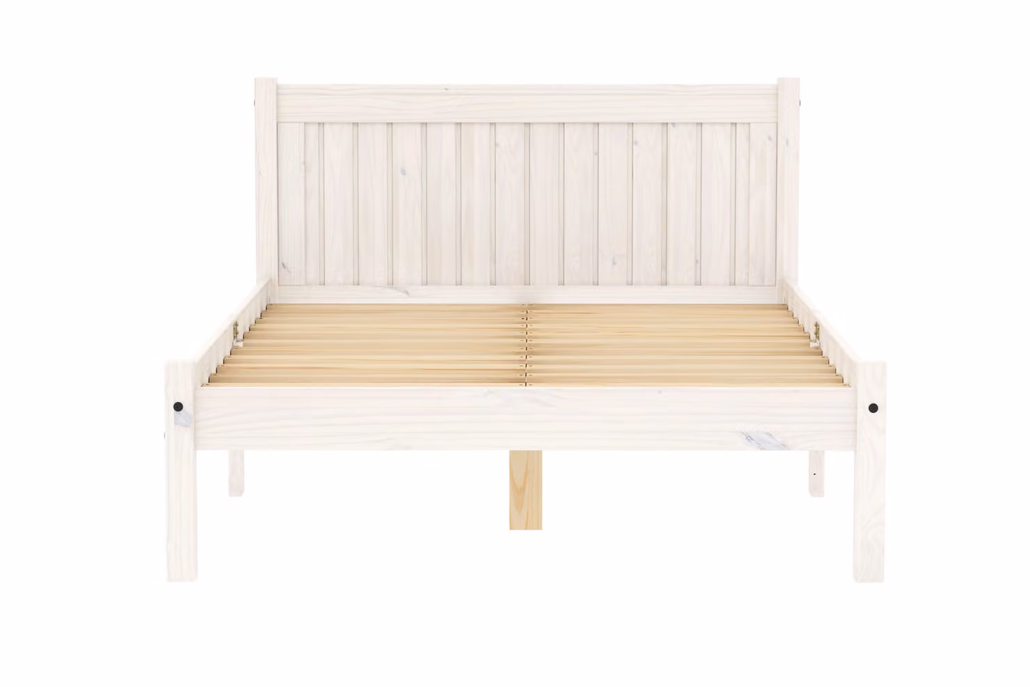 Birlea Rio Whitewash Solid Pine Wooden Bed Frame in White, W/D/H: 144.4 x 140 x 85 cm – 3