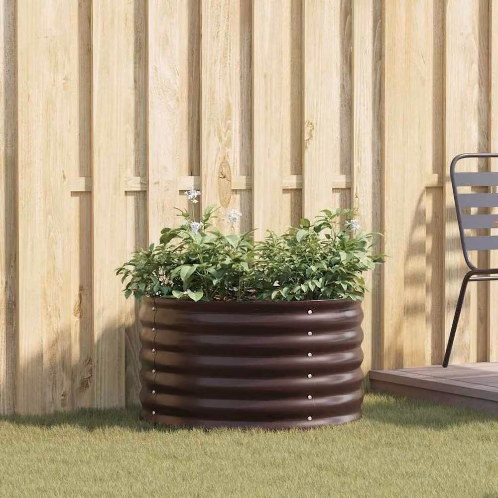 Berkfield Home Garden Raised Bed in Brown Galvanised Steel, W/D/H: 80 x 80 x 44 cm – 2
