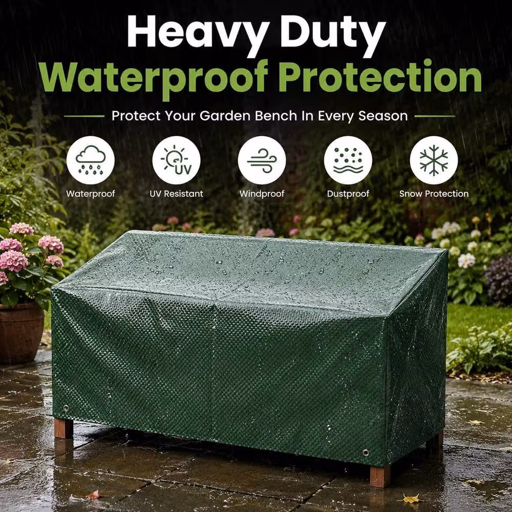 NESTLUNE Heavy Duty Water Repellent 3 Seater Garden Bench Seat Cover in Green, W/D/H: 100 x 15 x 15 cm – 2
