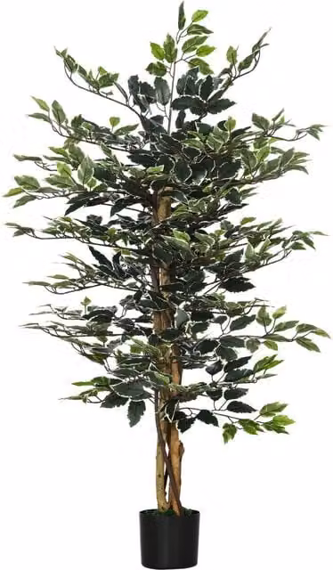 HOMCOM Artificial Ficus Tree in Pot, Green, Height: 130 cm – 1