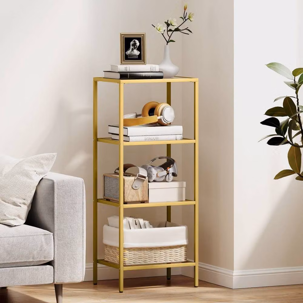 Wyld Haus Nopatti 4 Tier Gold Metal and Glass Vertical Shelving Unit W/D/H: 30.0 x 40.0 x 96.5 cm – 3