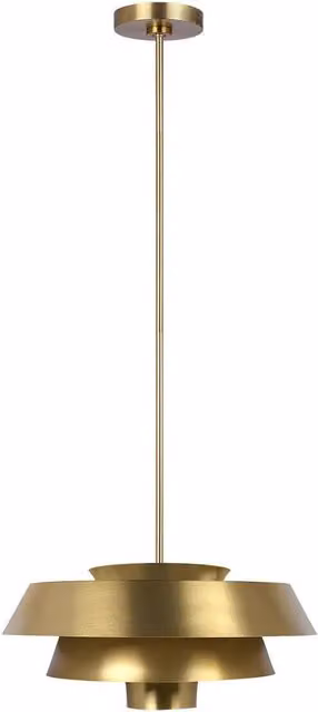 Loops Modern Round Suspended Ceiling Pendant Light Fitting in Gold Brass with E27 LED Bulb