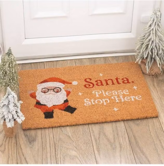 KDMD Christmas Santa Claus Coir Doormat in Brown