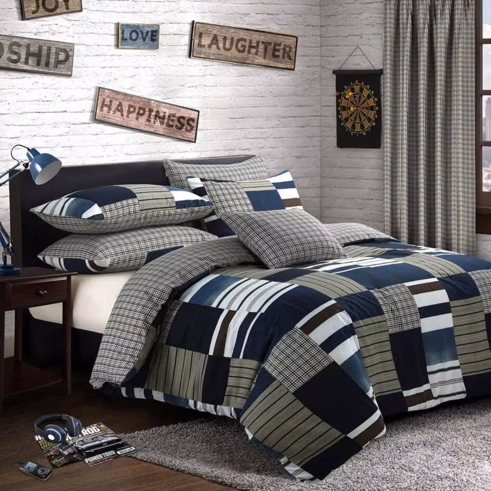 Velosso Blue Denim Patchwork Duvet Cover and Pillowcase Set, W/D/H: 140 x 200 cm and 90 x 200 cm – 2