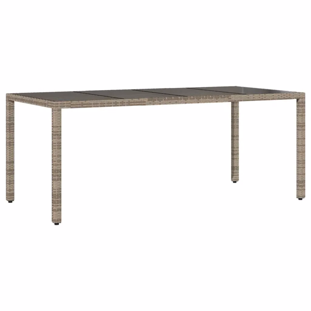 Berkfield Home Grey Poly Rattan Garden Table with Glass Top, W/D/H: 190 x 90 x 75 cm – 2