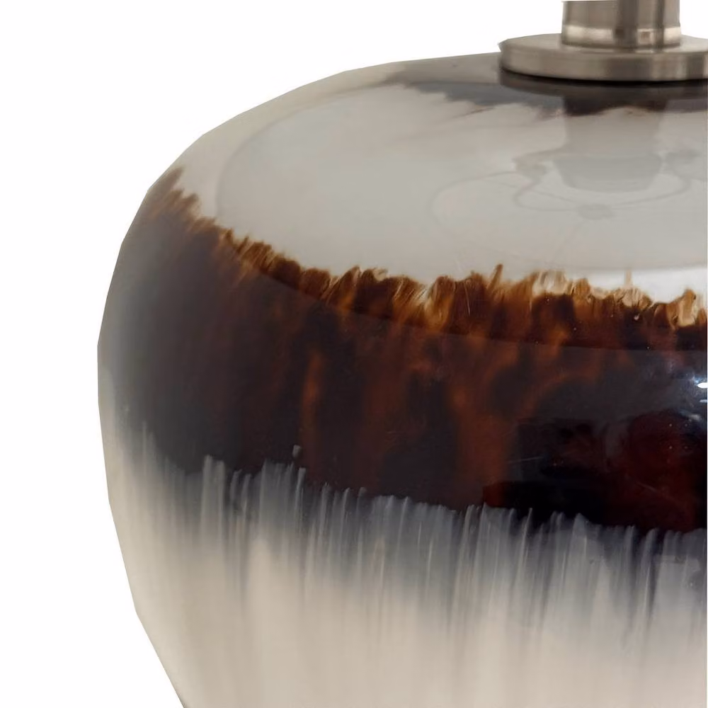 Lemon Pavilion Sepia Shadows Squat Table Lamp with Linen Shade in Brown – 2