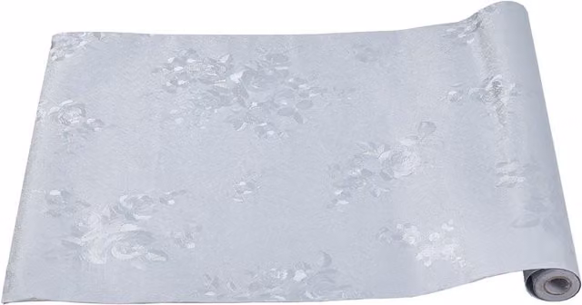 Kidkid Retro Floral Botanical Self-Adhesive Vinyl Wallpaper Roll in Grey and Silver