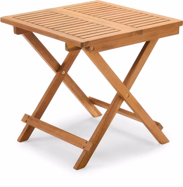 VonHaus Rustic Brown Acacia Wood Adirondack Folding Side Table