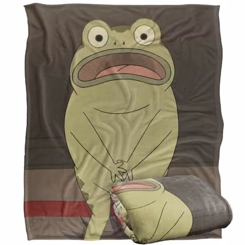 LOGOVISION Over The Garden Wall Greg's Frog Is Naked Super Soft Fleece Throw Blanket, White, W: 152 cm, D: 127 cm – 1