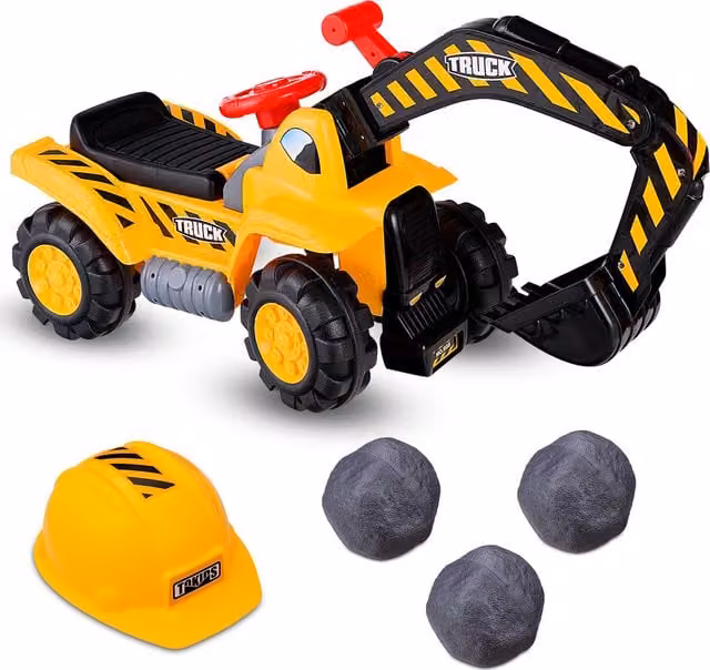 Costway Kids Ride On Excavator Toy with Light and Sound Effects in Yellow