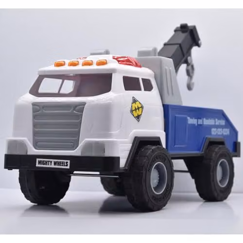 Mighty Wheels Steel Tow Truck Toy with Lights, Sounds and Movable Boom and Hook – 2