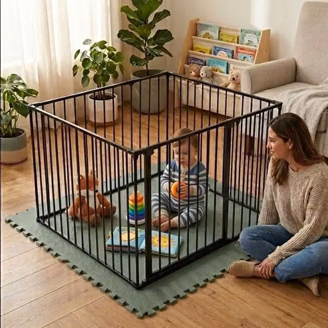 Safetots Multi-panel Play Den in Black with Green Soft Foam Play Mat