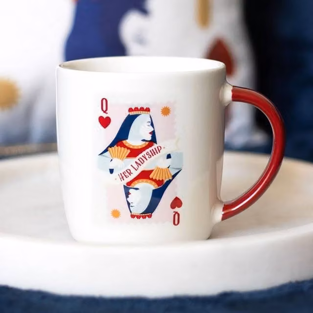 Uniqueful Her Ladyship Playing Card Ceramic Mug in White, 350ml
