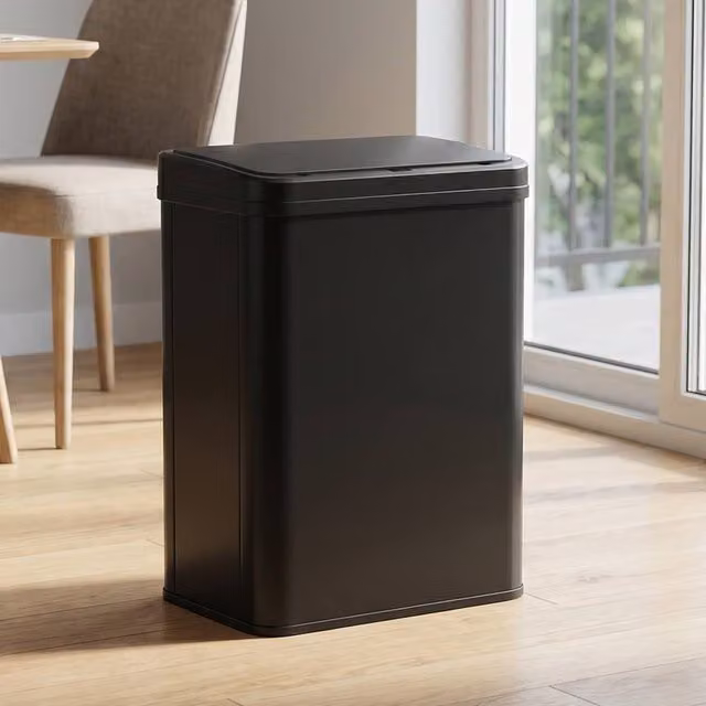 HOMCOM 40L Stainless Steel Kitchen Sensor Bin in Black, Fingerprint-Proof – 1