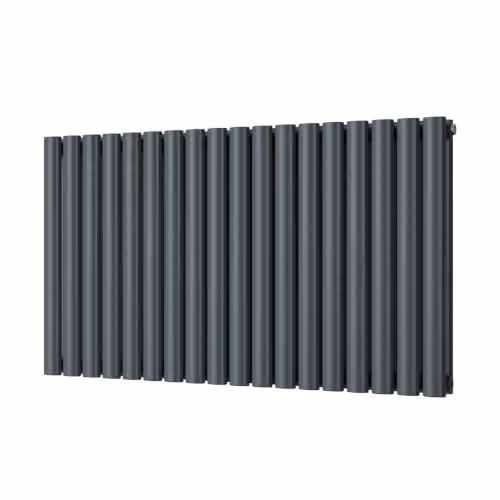 UK Radiators Omeara Anthracite Elliptical Tube Horizontal Designer Double Panel Radiator W: 104.4 cm, H: 60.0 cm – 2