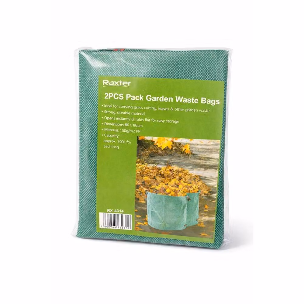 SPETLEK 2x 500L Heavy Duty Large Green Garden Waste Refuse Bags – 6