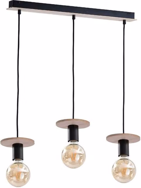 Netlighting Saturn Bar Pendant Ceiling Light in Natural Black, 60cm, 3x E27