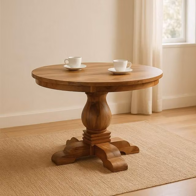 Artisan Furniture Valentina Round Solid Wood Dining Table in Brown